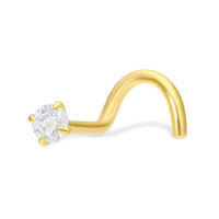 Clou de nez en or 18K avec cristal Clou de nez en or avec cristal clair sur fond blanc