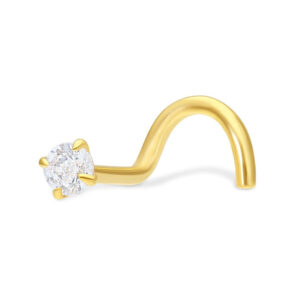Clou de nez en or avec cristal clair sur fond blanc