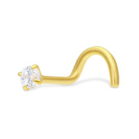 Clou de nez en or 18K avec cristal Clou de nez doré avec cristal clair sur fond blanc