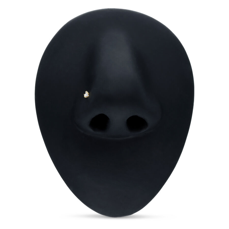 Clou de nez en or 18K avec cristal Clou de nez en or avec cristal clair sur fond noir