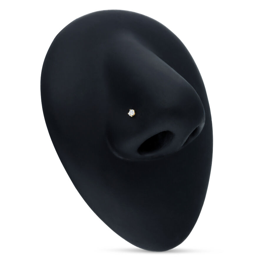 Clou de nez en or 18K avec cristal Forme de nez noir avec clou en or 18K et cristal clair