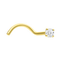 Clou de Nez en Or 18K avec Zirconium Cristal Clou de nez en or avec zirconium clair sur fond blanc