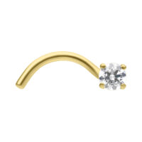 Clou de nez en or 18K avec cristal de zirconium Clou de nez en or avec cristal de zirconium clair sur fond blanc