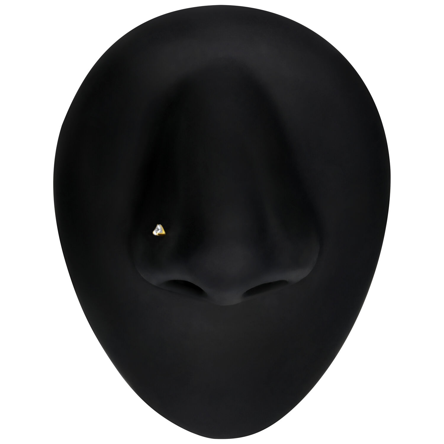Clou de nez en or 18K avec cristal de zirconium Clou de nez en or 18K avec zirconium cristallin sur fond noir