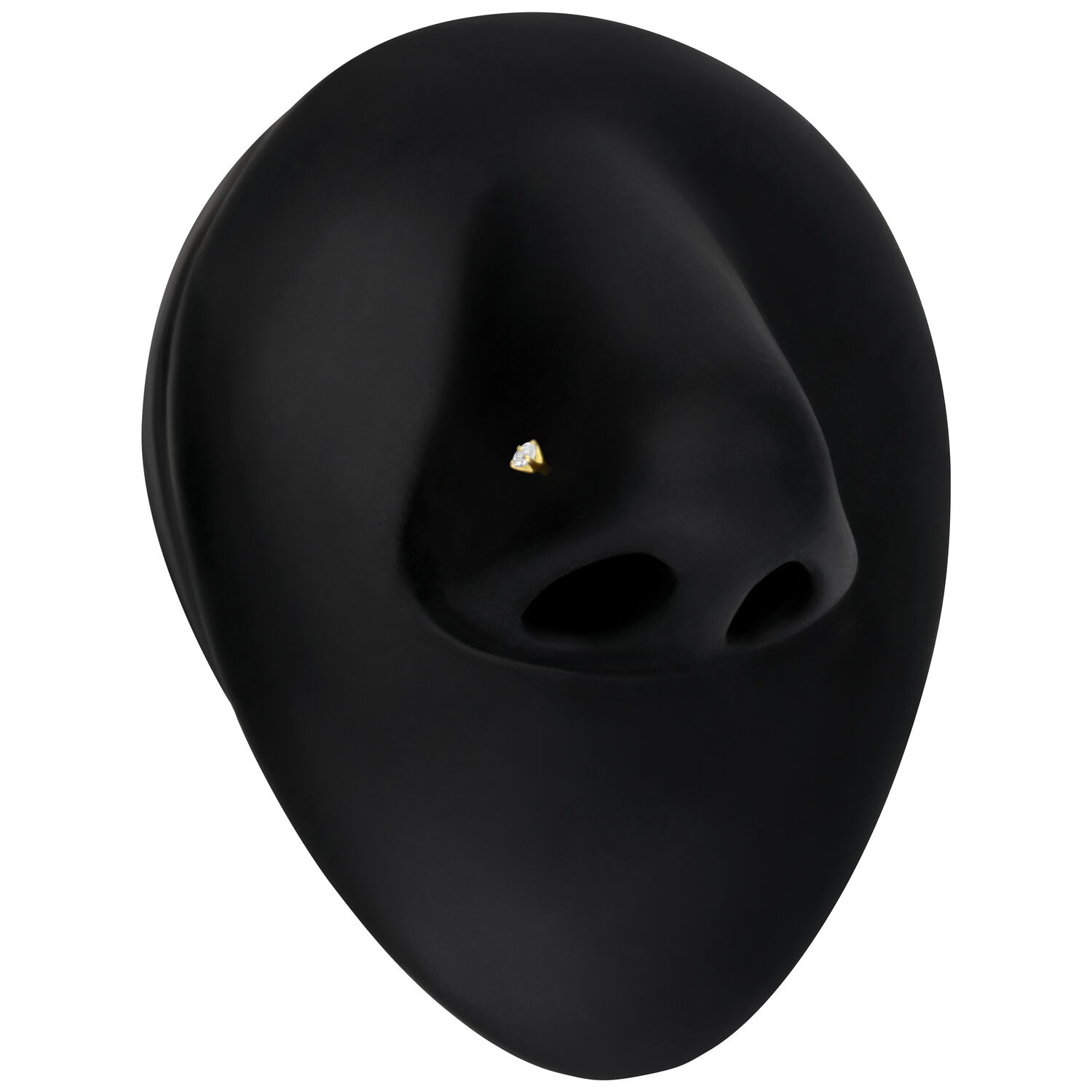 Clou de nez en or 18K avec zirconium Clou de nez en or avec zirconium clair sur fond noir