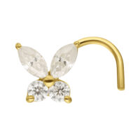 Clou de nez en or 14K avec papillon en moissanite Clou de nez en or avec moissanite cristalline en forme de papillon