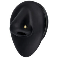 Clou de Nez Tournesol en Moissanite Or 14K Clou de nez en or avec moissanite en forme de tournesol sur présentoir noir