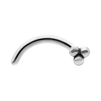 Tribus piercing nasal en acier chirurgical, argent Piercing nasal en argent en acier chirurgical avec design courbé sur fond blanc