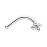 Clou de nez en argent avec cristal Clou de nez en argent en acier chirurgical avec cristal clair sur fond blanc