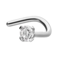 Clou de nez en argent avec cristal Clou de nez en argent avec cristal clair sur fond blanc