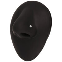 Présentoir à nez noir avec piercing nasal en cristal Présentoir à nez noir avec piercing nasal en cristal argenté sur fond blanc