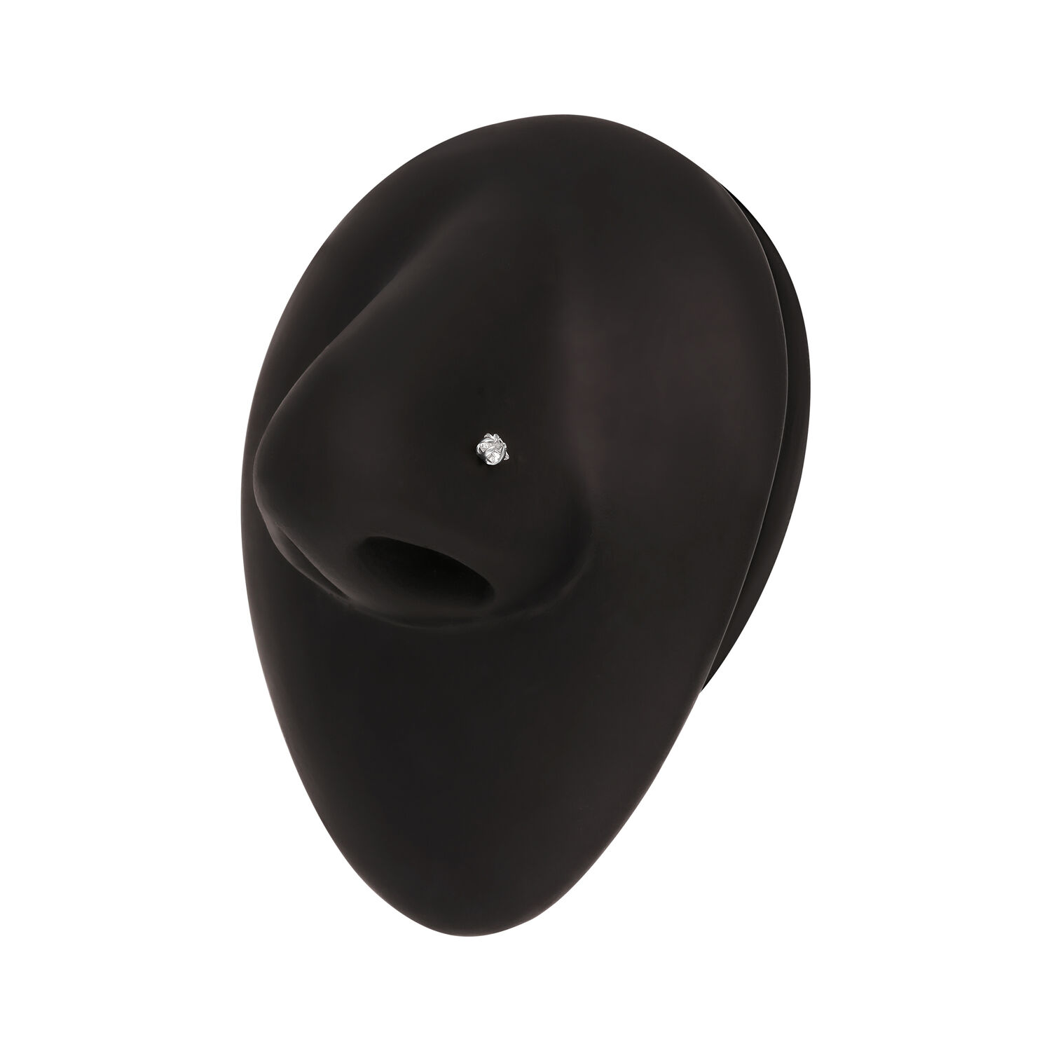 Présentoir de nez noir avec cristal Présentoir de nez noir avec clou de nez argenté et cristal clair