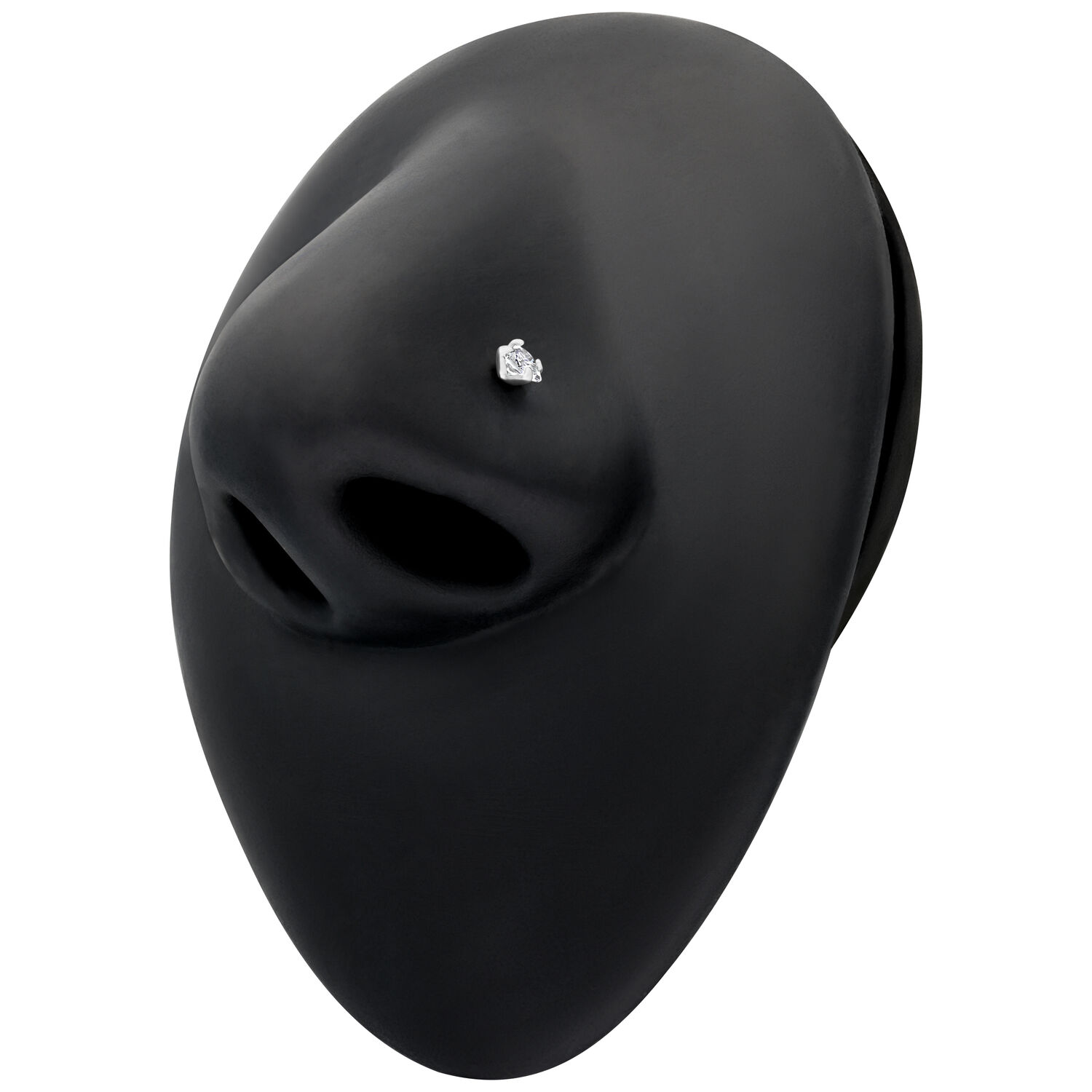 Clou de nez cœur en argent avec cristal clair Clou de nez en argent en forme de cœur avec cristal clair sur fond de présentation noir