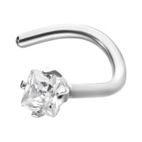 Clou de nez en argent avec pierre cristalline Clou de nez en argent en acier chirurgical avec cristal carré