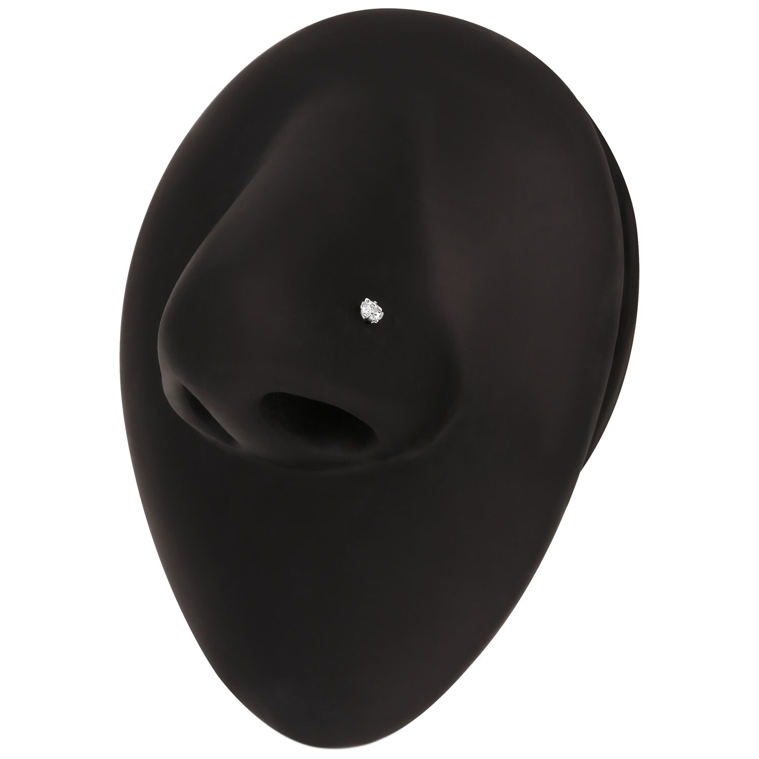 Clou de nez en argent avec cristal clair Modèle noir d'un nez avec un clou de nez en argent et cristal clair