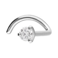 Wildcat Piercing Nez Cristal Clair 0,8 mm Piercing nez argenté avec pierre cristal clair sur fond blanc