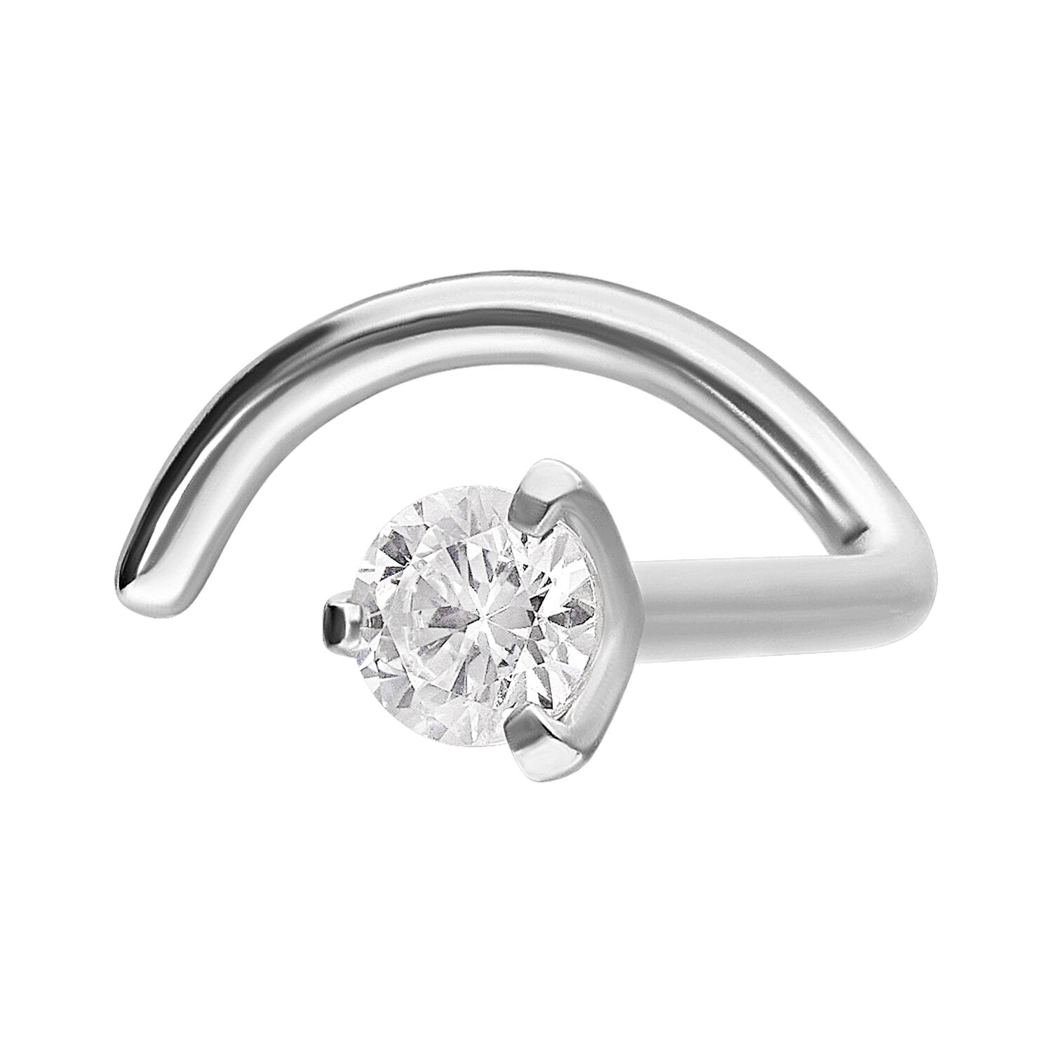 Wildcat Piercing Nez Cristal Clair 0,8 mm Piercing nez argenté avec pierre cristal clair sur fond blanc