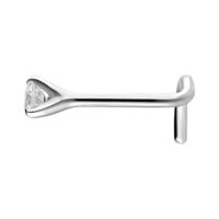 Clou de nez en acier chirurgical avec cristal clair Clou de nez en argent avec pierre claire, de côté sur fond blanc
