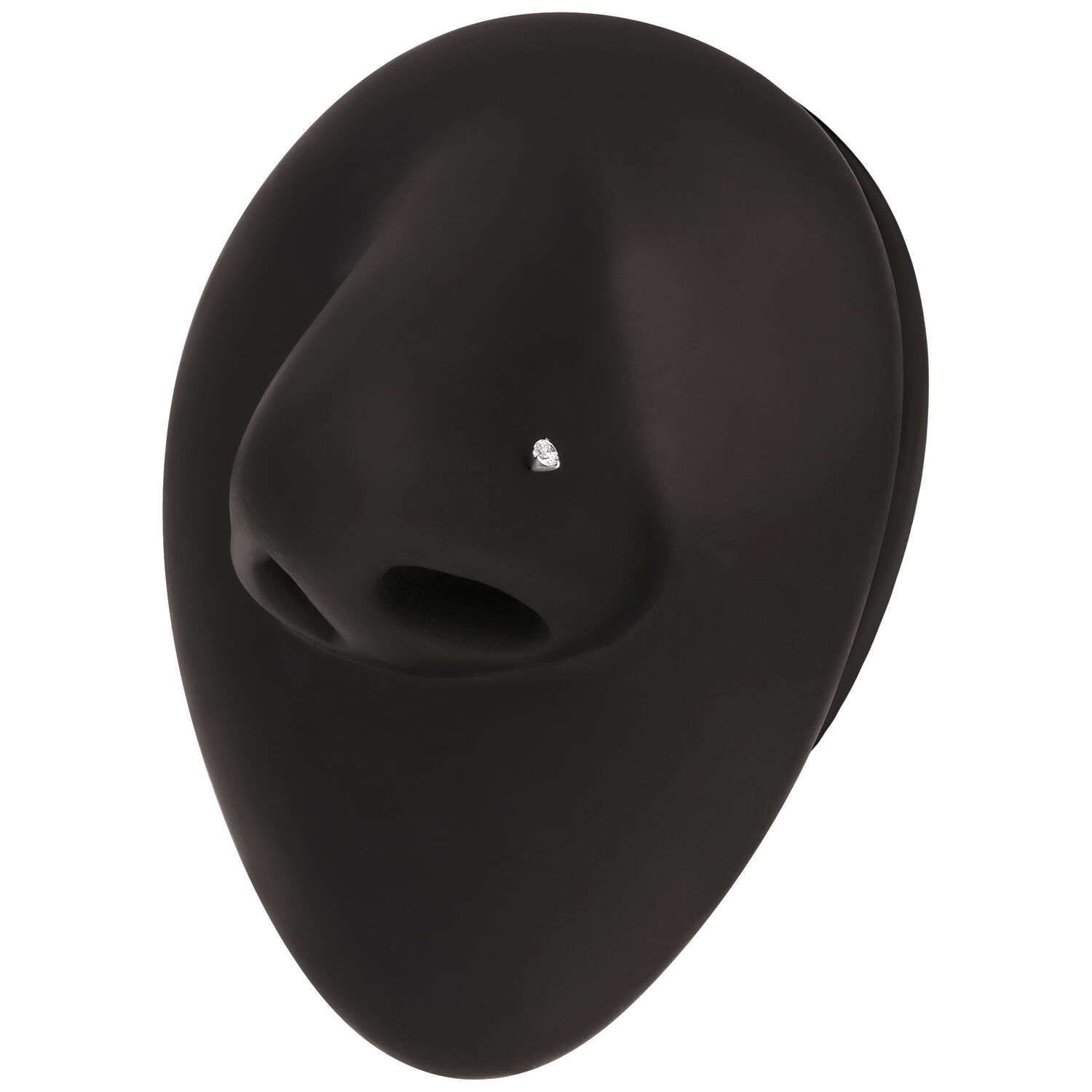 Modèle de nez noir avec clou en cristal Modèle de nez noir avec clou de nez en cristal clair, fond studio