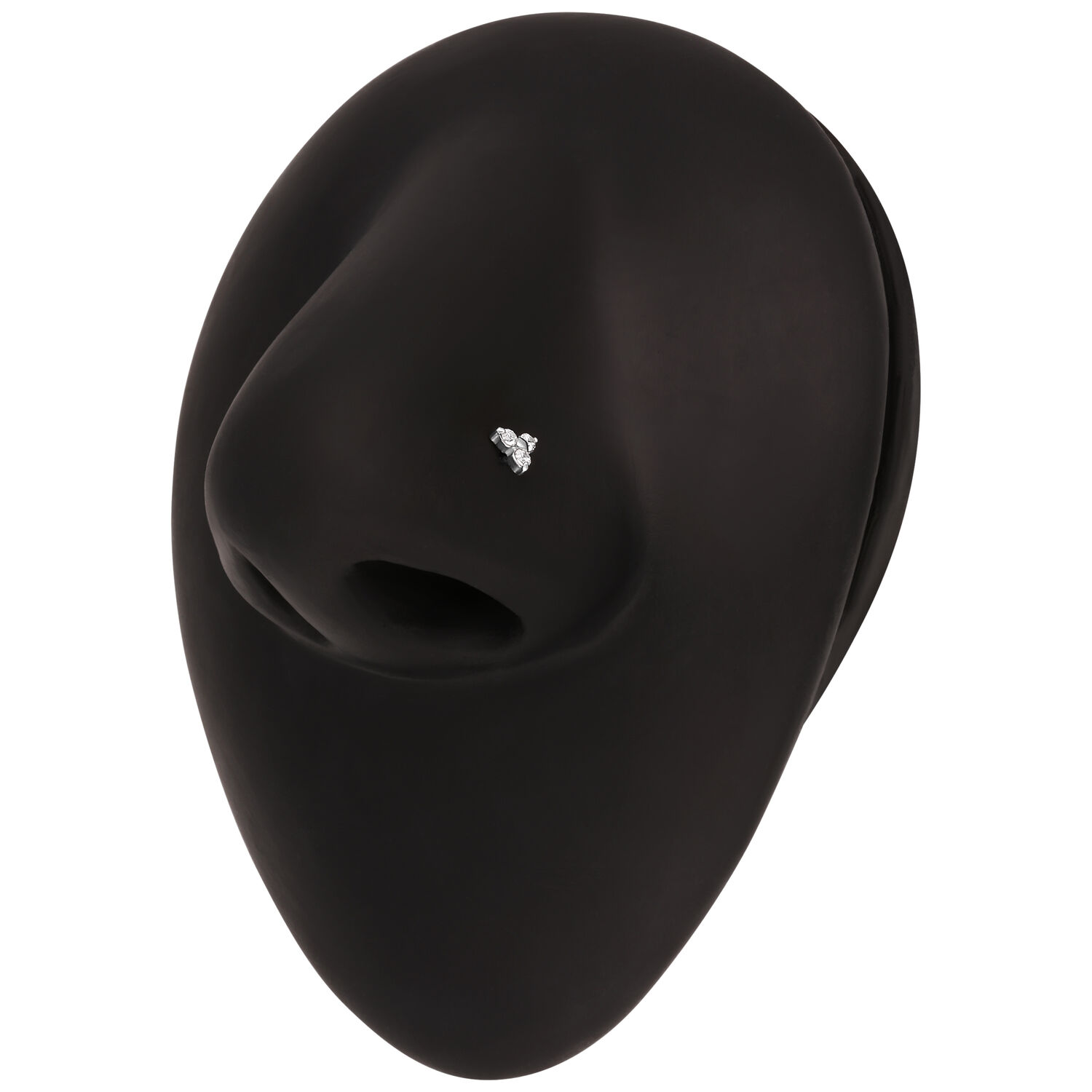 Clou de nez Trinity argenté avec cristal Modèle noir avec clou de nez argenté et cristal clair
