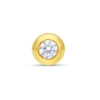Embout de piercing en or 18k avec cristal Embout de piercing en or 18k avec cristal clair sur fond blanc