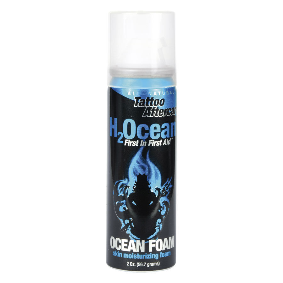 Mousse de soin pour tatouages H2Ocean 59 ml Flacon de mousse pour soins après tatouage H2Ocean 59 ml sur fond blanc