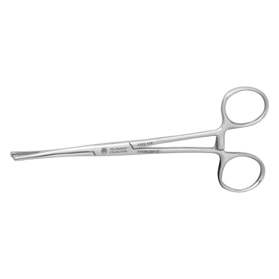 Wildcat® - Extrémité ouverte Duval en acier inoxydable Pince à piercing en acier inoxydable argentée avec poignées droites sur fond blanc