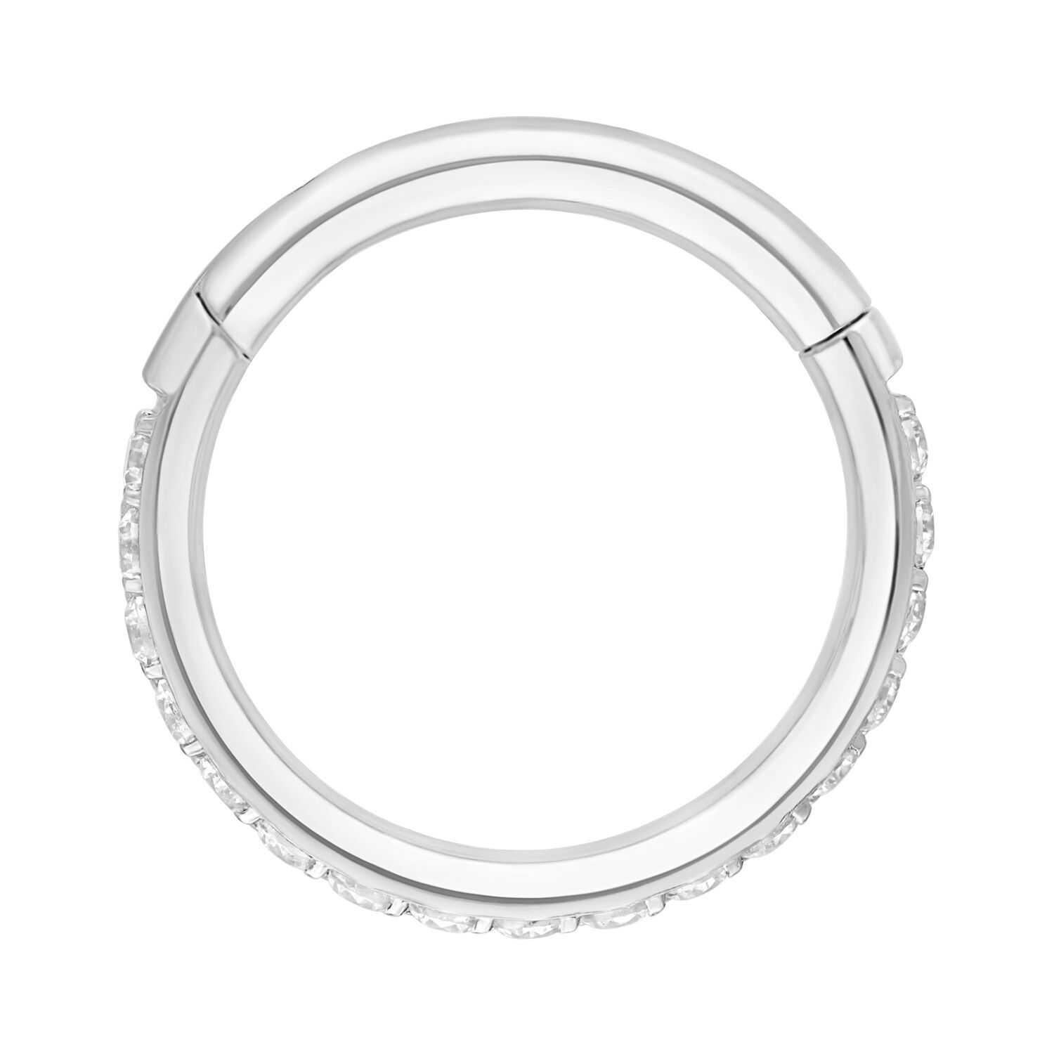 Bague Conch argentée avec cristaux blancs Bague Conch argentée avec cristaux pavé blancs sur fond blanc