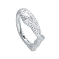 Anneau de piercing clic argenté serpent Clic argenté serpent en acier chirurgical 316L sur fond blanc