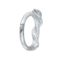 Anneau de piercing clicker serpent argenté Anneau de piercing argenté avec design de serpent sur fond blanc