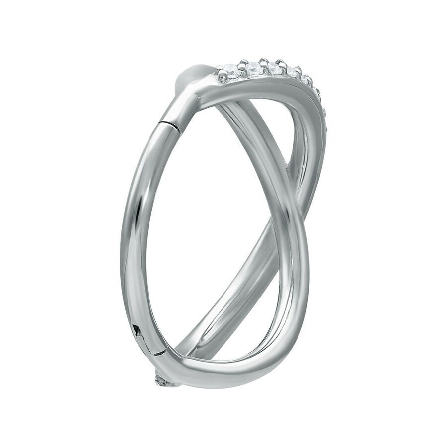 Infinity Crystal Clicker en argent avec cristaux Infinity Crystal Clicker argenté avec cristaux clairs sur fond blanc
