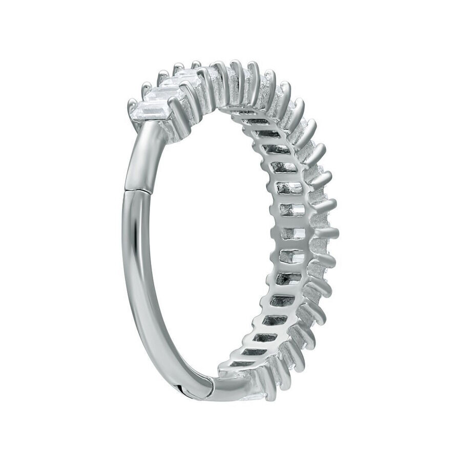 Clicker Euphoria en argent avec cristal clair sur fond blanc