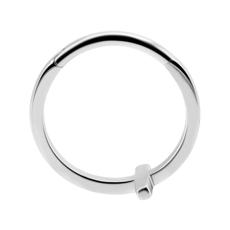 Bague croisée articulée argentée 12,0 mm Bague croisée articulée argentée en acier chirurgical, 12,0 mm, sur fond blanc
