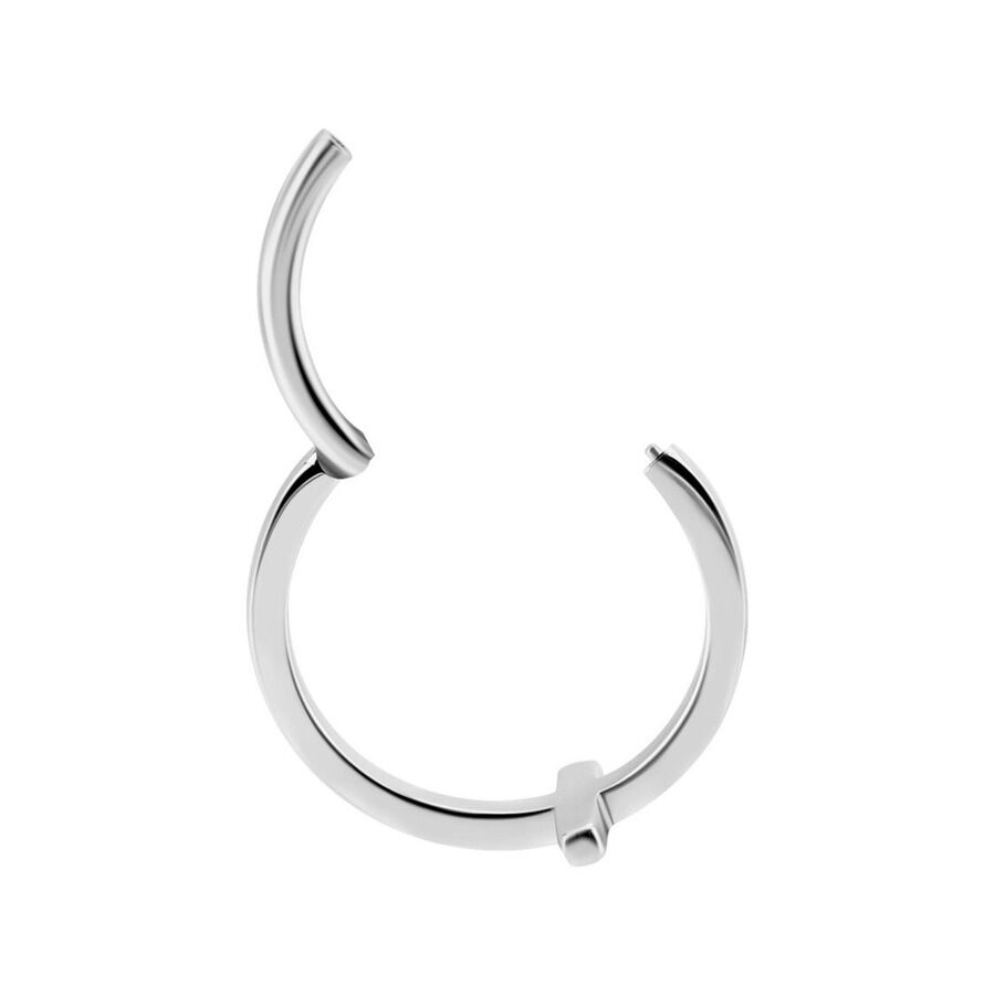 Anneau à Charnière Croix Argent 12mm Piercing Anneau à charnière croix argenté avec un diamètre intérieur de 12,0 mm sur fond blanc