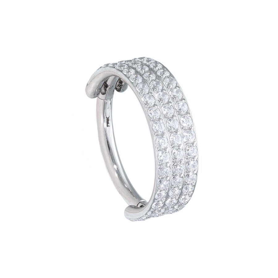 3 Anneaux Clicker Cristal, 10mm, Argent Anneau de piercing argenté avec cristaux, diamètre de 10mm, sur fond blanc