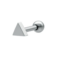 Barbell triangle argenté en acier chirurgical Barbell triangle argenté en acier chirurgical sur fond blanc