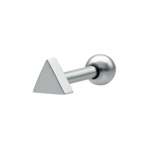 Barbell triangle argenté en acier chirurgical sur fond blanc