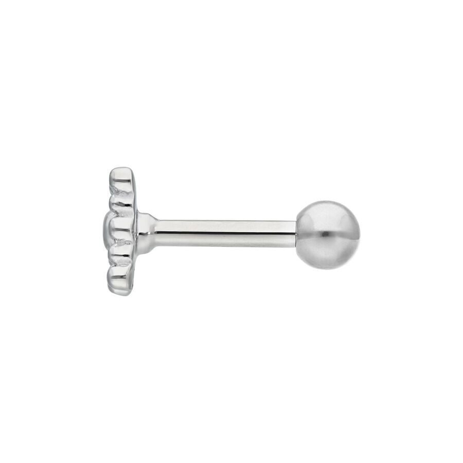 Barbell carré oriental en acier argenté Barbell argenté avec embout carré, acier chirurgical, sur fond blanc