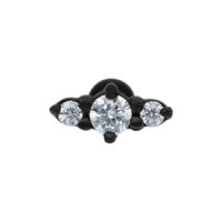 Barbell noir avec trois cristaux clairs sur fond blanc