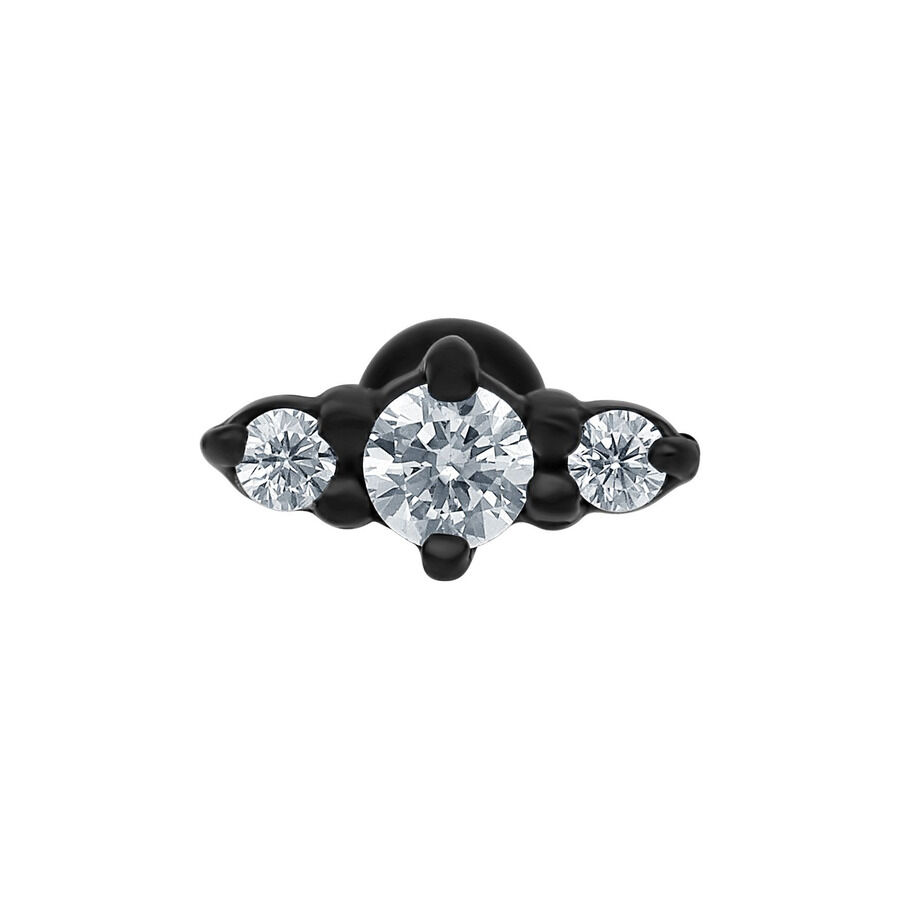 Barbell noir avec trois cristaux clairs sur fond blanc