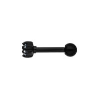 Barbell noir avec trois cristaux sur fond blanc