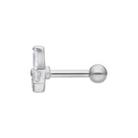 Barbell argenté Windmill avec cristal Barbell argenté avec cristal clair sur fond blanc