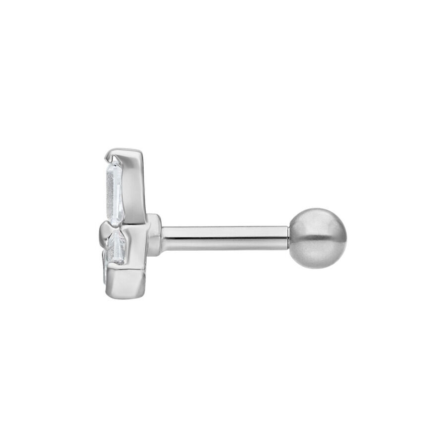 Barbell argenté Windmill avec cristal Barbell argenté avec cristal clair sur fond blanc