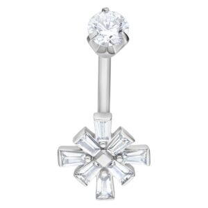 Bananabell en argent avec cristaux, 8 mm de longueur sur fond blanc