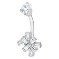 Oriental Namid Bananabell 8mm Argent Bananabell argenté avec cristaux sur fond blanc