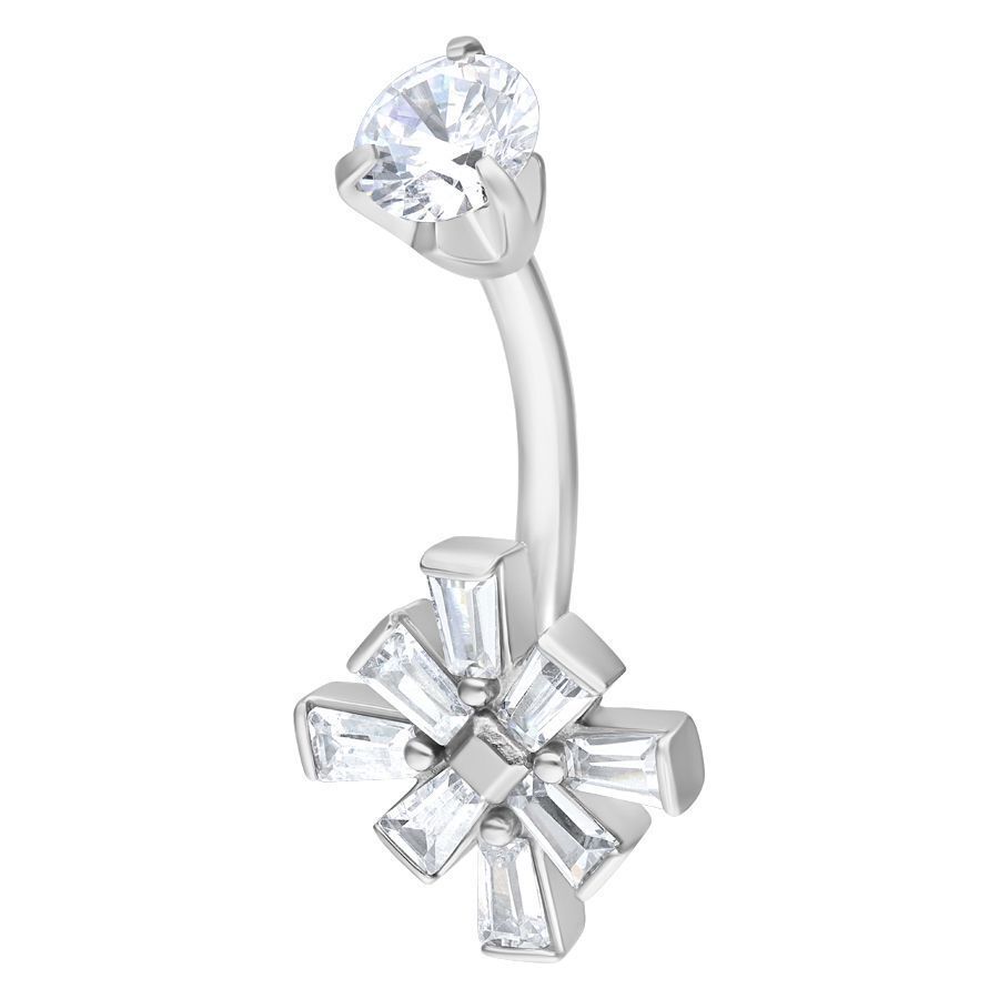 Oriental Namid Bananabell 8mm Argent Bananabell argenté avec cristaux sur fond blanc