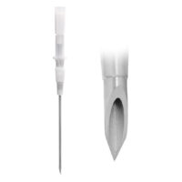 Optiva aiguilles de piercing en acier chirurgical Aiguille de piercing en acier chirurgical argentée avec une pointe acérée sur fond blanc
