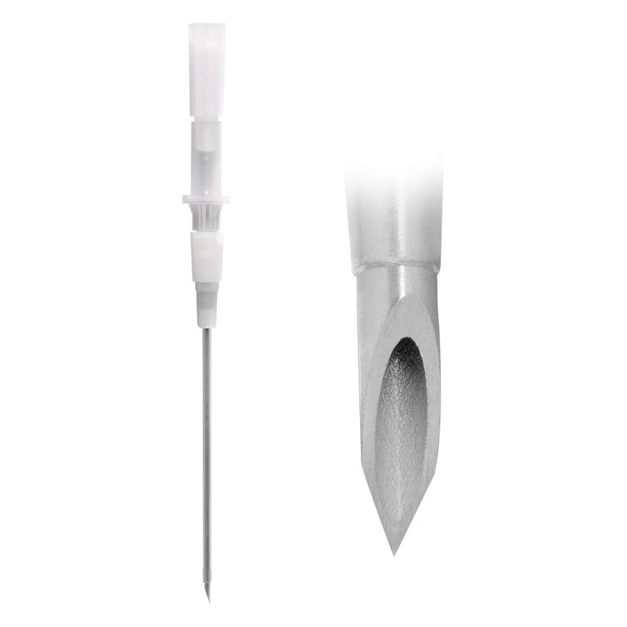 Optiva aiguilles de piercing en acier chirurgical Aiguille de piercing en acier chirurgical argentée avec une pointe acérée sur fond blanc
