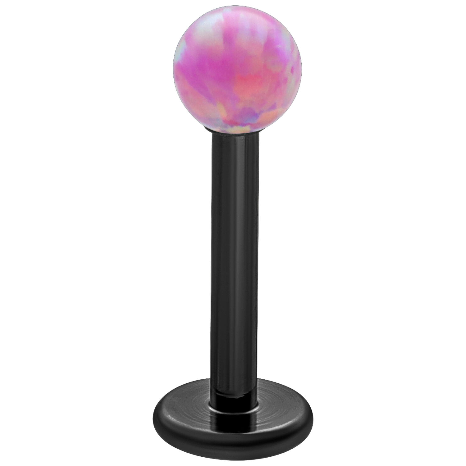 Bubble Gum Opal Labret 5,0 mm Noir Labret noir avec boule Bubble Gum Opal sur fond blanc