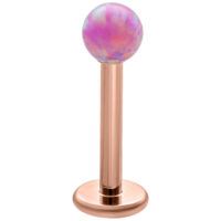 Labret Bubble Gum Opal - 5 mm Or Rose Labret en or rose avec boule Bubble Gum Opal de 5 mm sur fond blanc